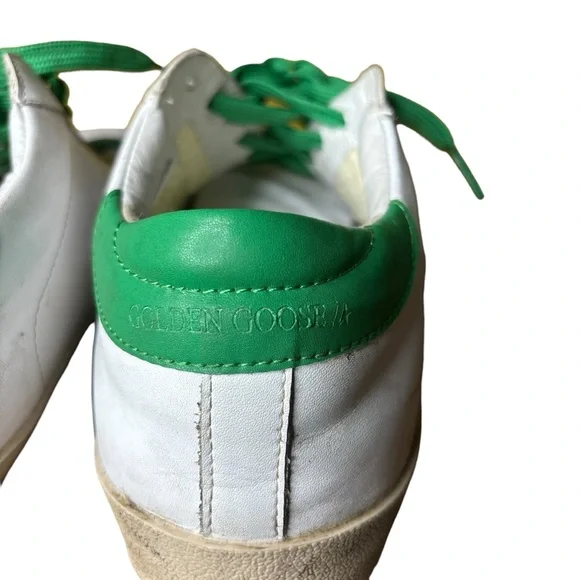 GooseShoesGolden Goose White Leather Green Glitter Superstar Sneakers Si… - Picture 5 of 12